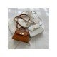 Ladies White Alligator Print Twist Lock Shoulder Bags