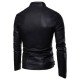 New Pu Zipper Stand Collar Jacket For Men 