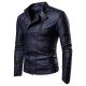 New Pu Zipper Stand Collar Jacket For Men 