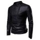 New Pu Zipper Stand Collar Jacket For Men 