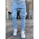  Leisure Letter Hot Drilling Zipper Men's Pants