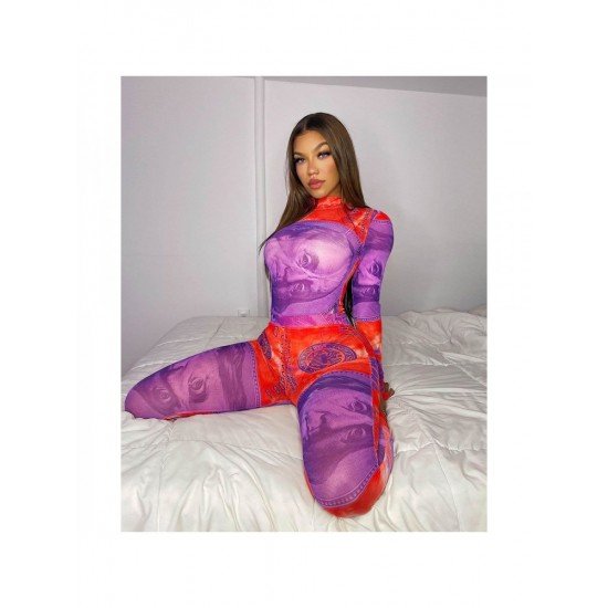  Sexy Tight Printing Women's Trouser Suit