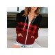 Casual Loose Hooded Plaid Patchwork Coat Jacket