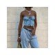  2022 Stylish Pure Color Backless Women's Denim Vest