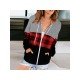 Casual Loose Hooded Plaid Patchwork Coat Jacket