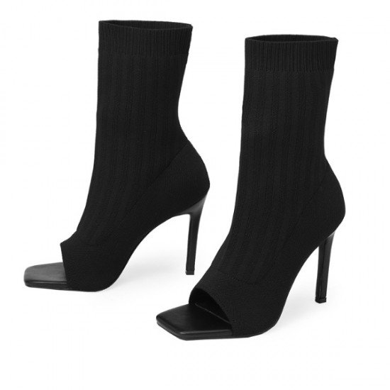 Solid Stiletto Mid Calf High Boots