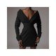 Ladies V Neck Long Sleeve Party Dress