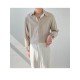  Textured Pure Color Casual Men's Long Sleeve Shirt