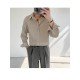  Textured Pure Color Casual Men's Long Sleeve Shirt