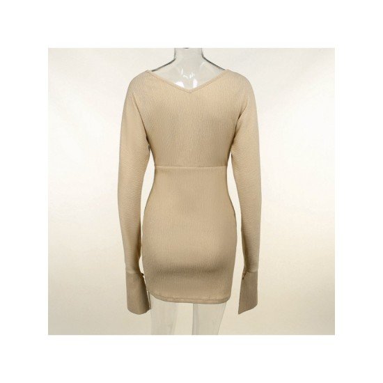 Ladies V Neck Long Sleeve Party Dress