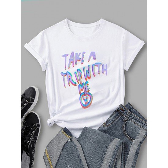 Women Letter Printed Tee Shirts