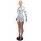  Sexy Skinny Dollar Printing Women's Long Sleeve Rompers