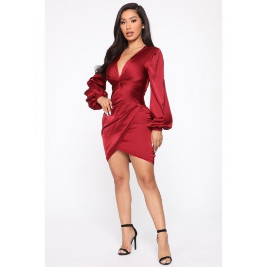  Sexy V-Neck Pure Color Party Dress