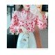  2022 Heart Printing Beaded Women's Chiffon Shirt