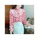  2022 Heart Printing Beaded Women's Chiffon Shirt