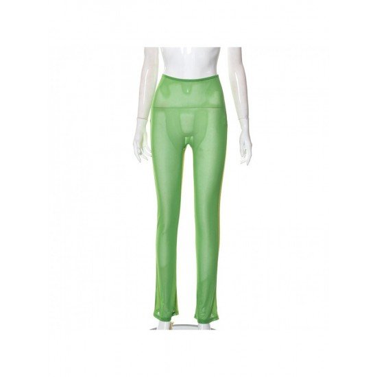  Pure Color See-through Gauze Long Pants