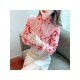  2022 Heart Printing Beaded Women's Chiffon Shirt