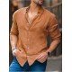  Pure Color Long Sleeve Lapel Top For Men