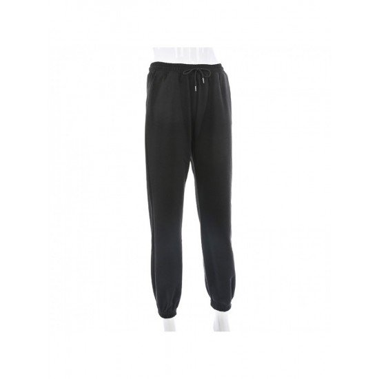 Casual Jogger Black Drawstring Long Trousers