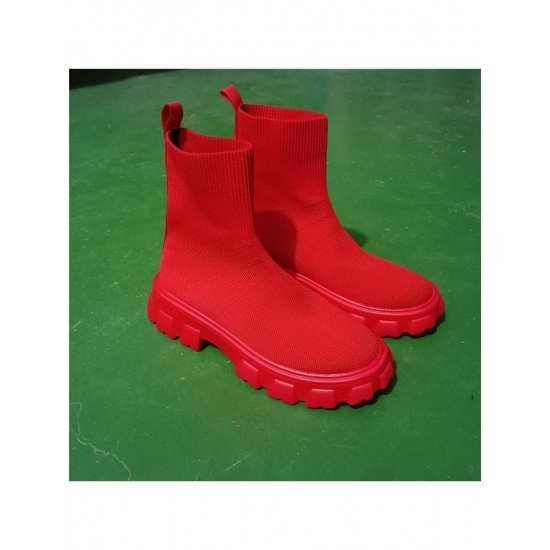 Fall Solid Platform Ankle Boots For Women