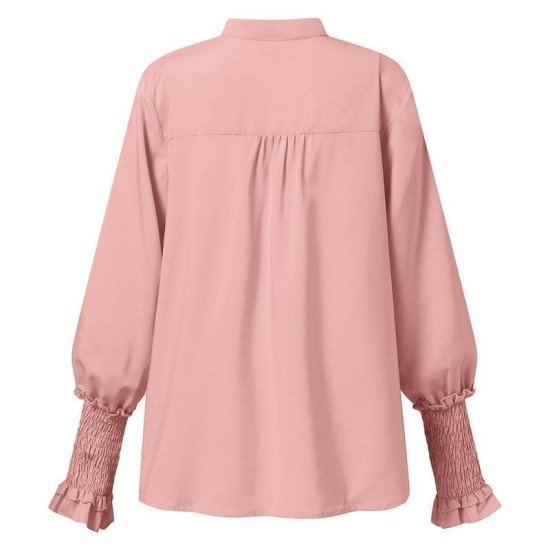 Ladies V Neck Puff Sleeve New Blouse