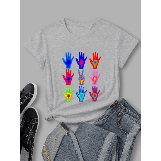 Palms Graphic Crew Neck T Shirts For Women