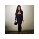 Square Neck Black Solid Long Sleeve Maxi Dress