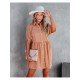  Summer Pure Color Women's Long Sleeve Dress