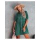  Summer Pure Color Women's Long Sleeve Dress