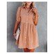  Summer Pure Color Women's Long Sleeve Dress