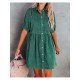  Summer Pure Color Women's Long Sleeve Dress