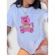 Cute Bear Graphic White T Shirts For Women