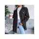 Spring Solid Black Coats For Women