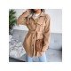 Spring Solid Black Coats For Women