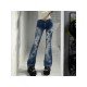 Vintage Star Printed Blue Flare Jeans For Ladies