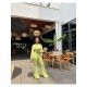  Pure Color Irregular Top And Long Pants Sets