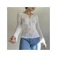 Fall White Pure Color Long Sleeve Tops