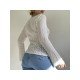 Fall White Pure Color Long Sleeve Tops