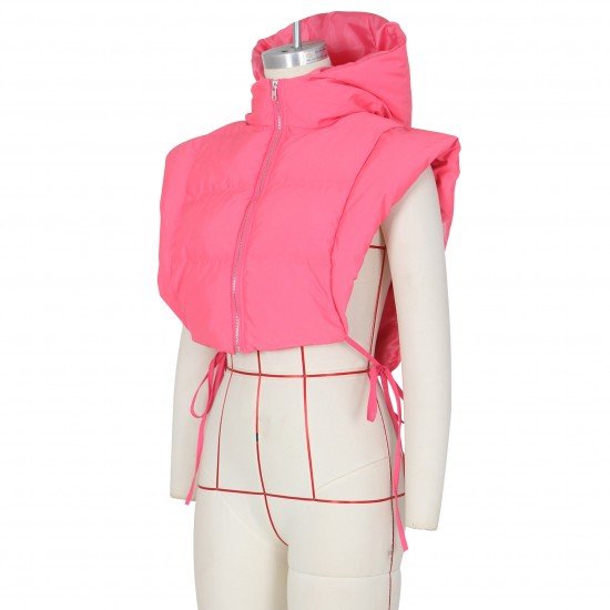  Pure Color Sleeveless Women's Short Down Coats