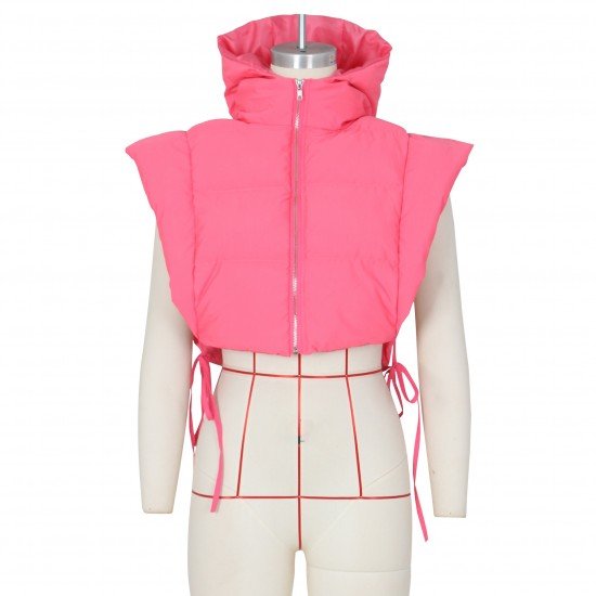  Pure Color Sleeveless Women's Short Down Coats