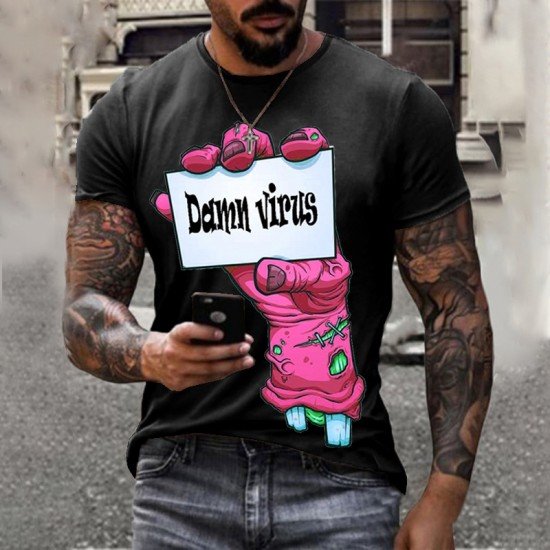  Summer Casual Round Neck Printing Men's T-shirt