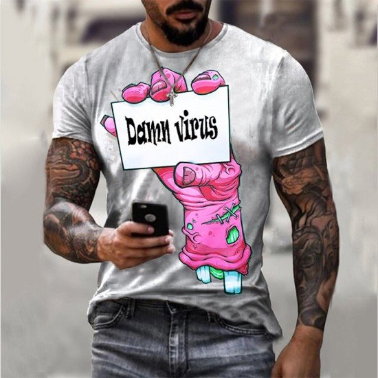  Summer Casual Round Neck Printing Men's T-shirt