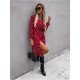  Casual V Neck Dots Split Hem Women's Dress