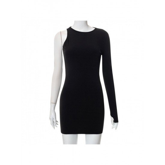 Black One Sleeve Bodycon Short Dresses