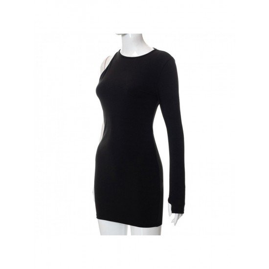 Black One Sleeve Bodycon Short Dresses