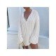  Lazy Loose V Neck Women's Long Sleeve Sweater