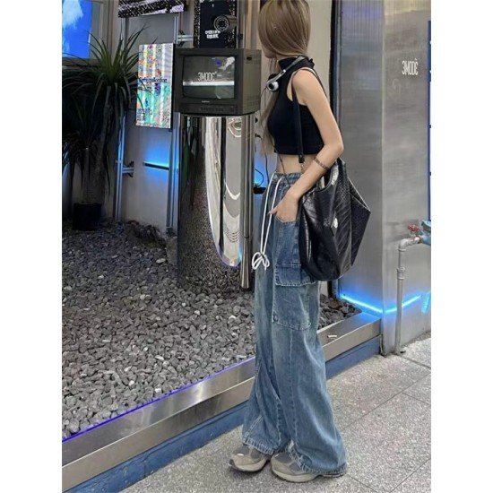  Fashion Loose Pure Color Women's Denim Jeans