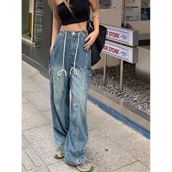  Fashion Loose Pure Color Women's Denim Jeans