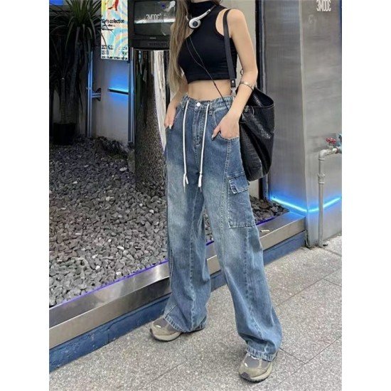  Fashion Loose Pure Color Women's Denim Jeans