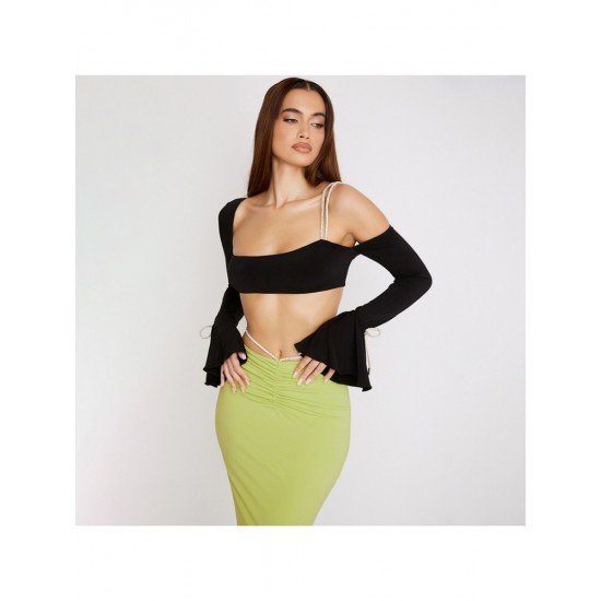 Backless Black Cropped Tops For Ladies